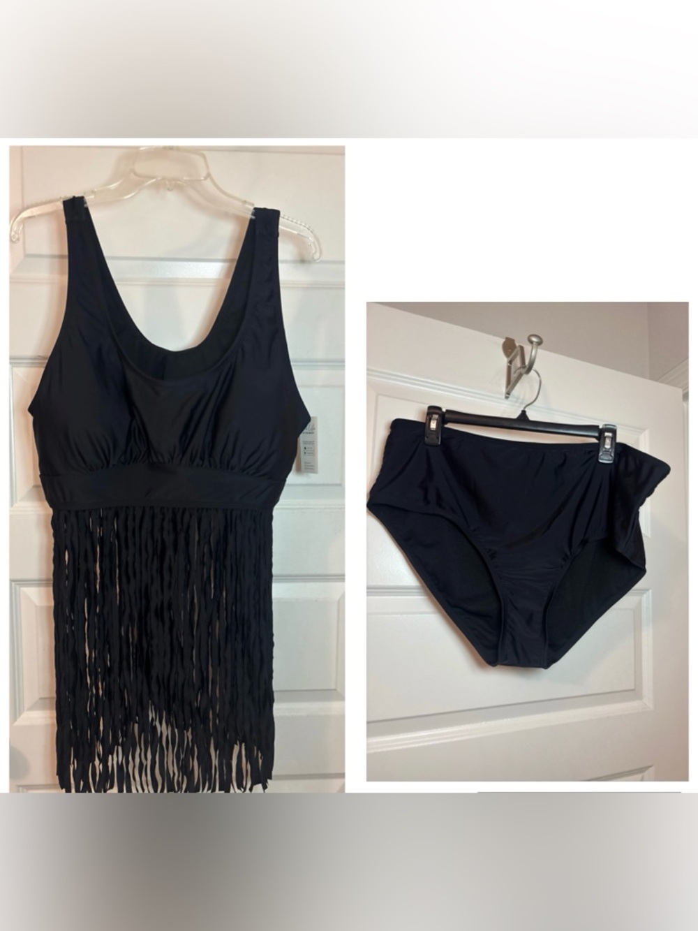 CUPSHE Swimsuit Black Two Piece Bathing Suit SZ 3X Fringe Top Bikini Bottom NWT